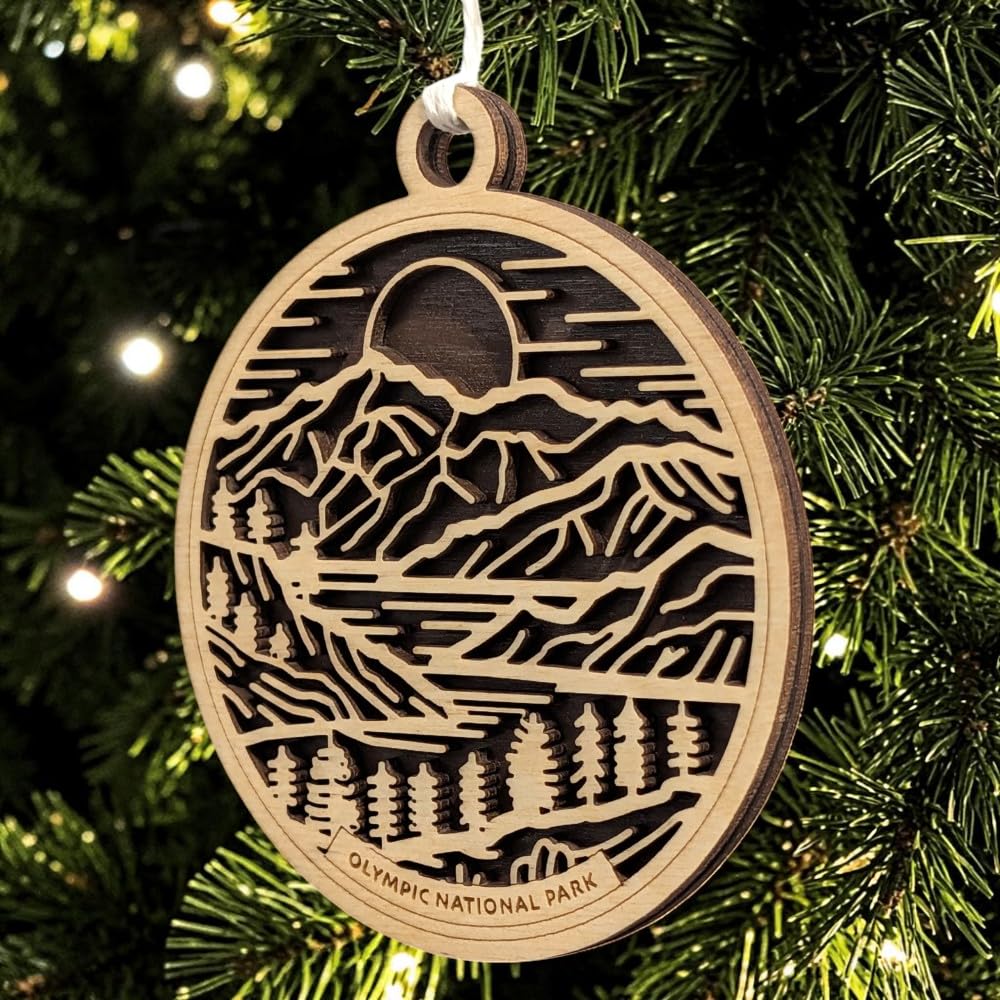 Olympic National Park 3.5" Wood Christmas Ornament