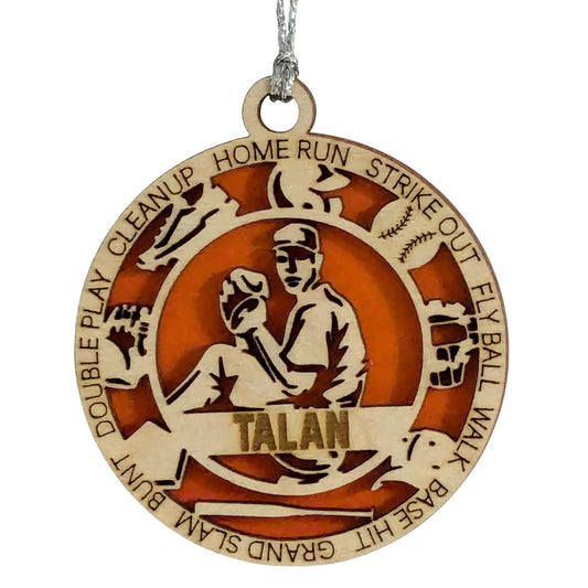 3" Custom Male Righty Icons Wood Ornament