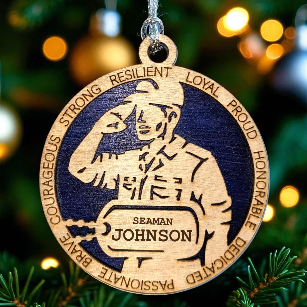 3" Coast Guard Male Sailor Ornament, Field Uniform, Dog Tag