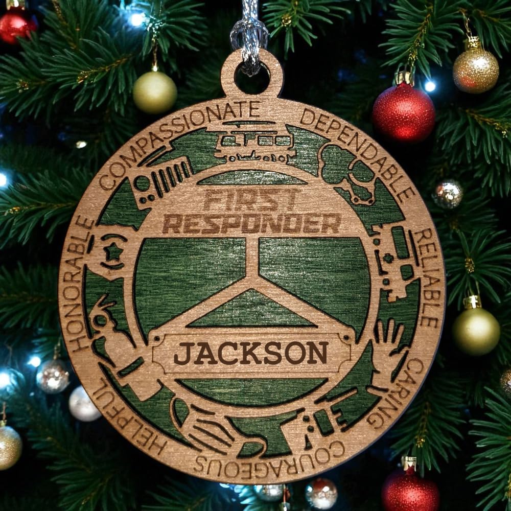 3" First Responder Wood Ornament - Cut Design