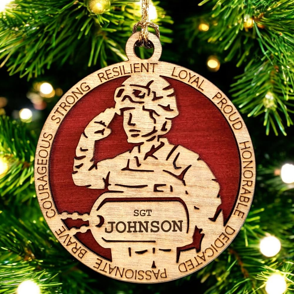 3" Marines Inspired Female Soldier Ornament, Field, Dog Tag