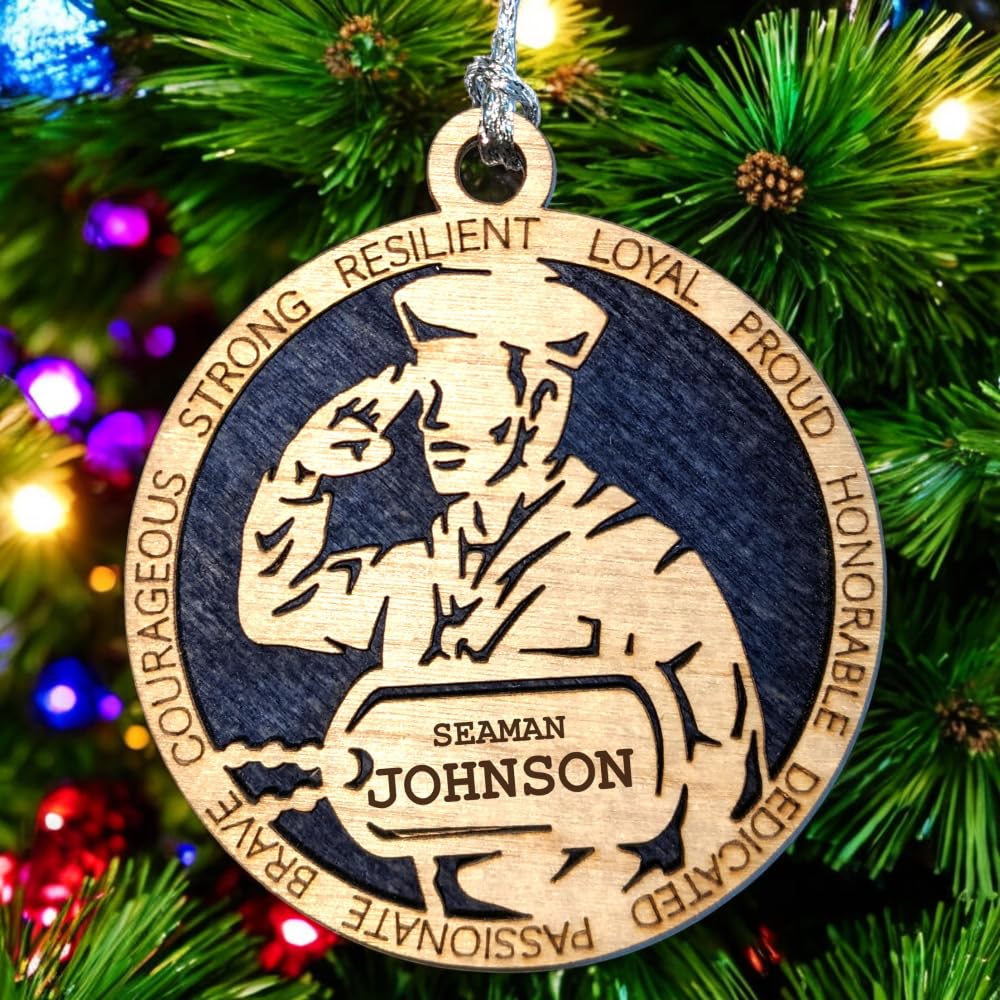 3" Navy Male Sailor Ornament, Field Uniform, Dog Tag