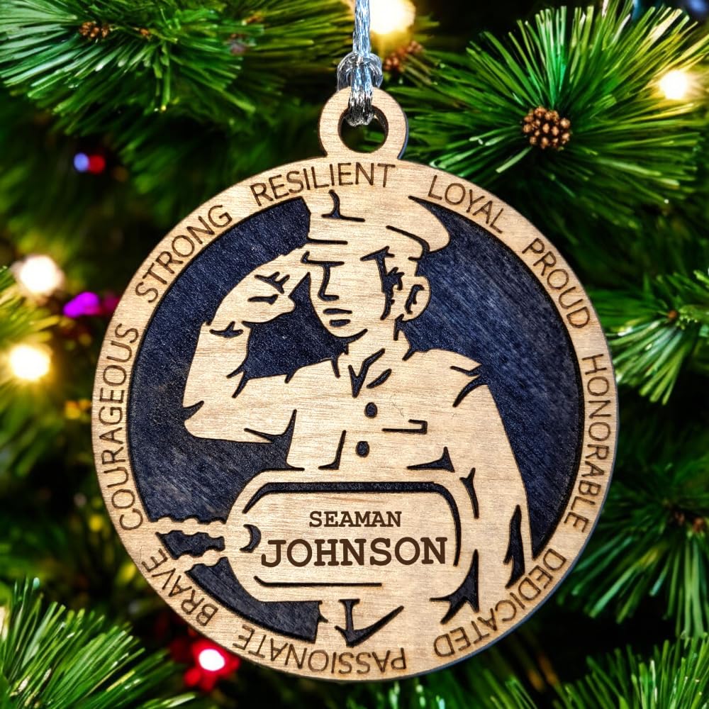 3" Navy Female Sailor Ornament, Formal Uniform, Dog Tag