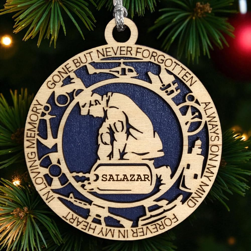 3" Coast Guard Memorial Ornament, Kneeling, Icons, Dog Tag