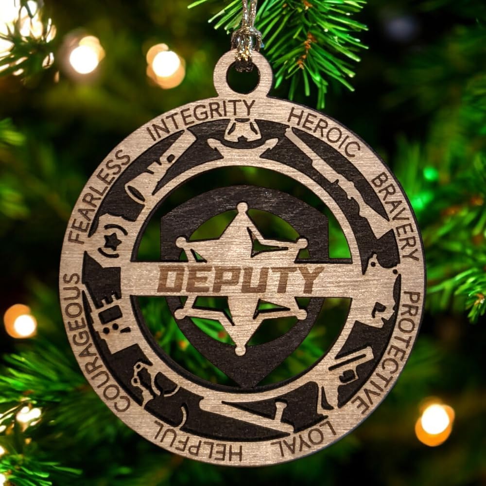 3" Deputy 6-Pt Badge Wood Ornament - Cut Layer