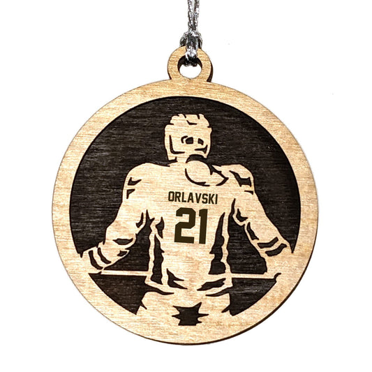 Handmade 3" Custom Name Female Hockey Player Ornament