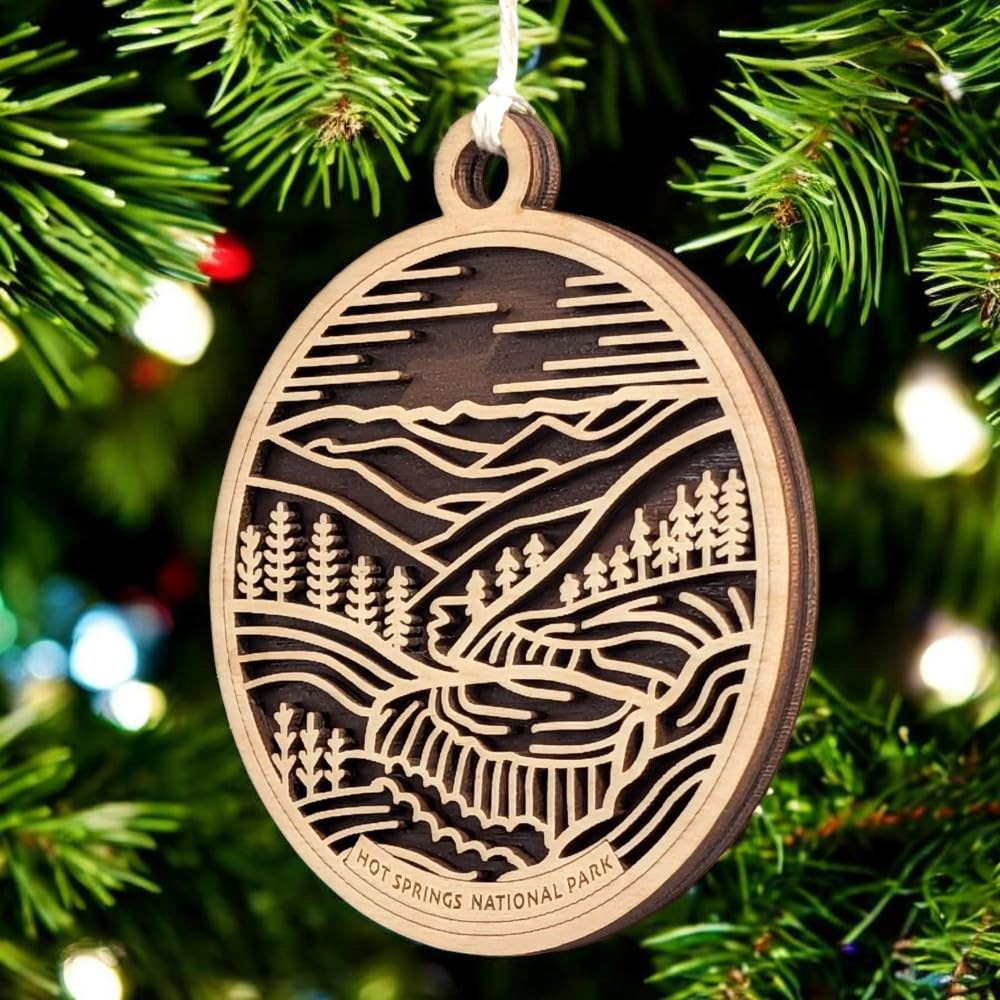 Hot Springs National Park 3.5" Wood Christmas Ornament