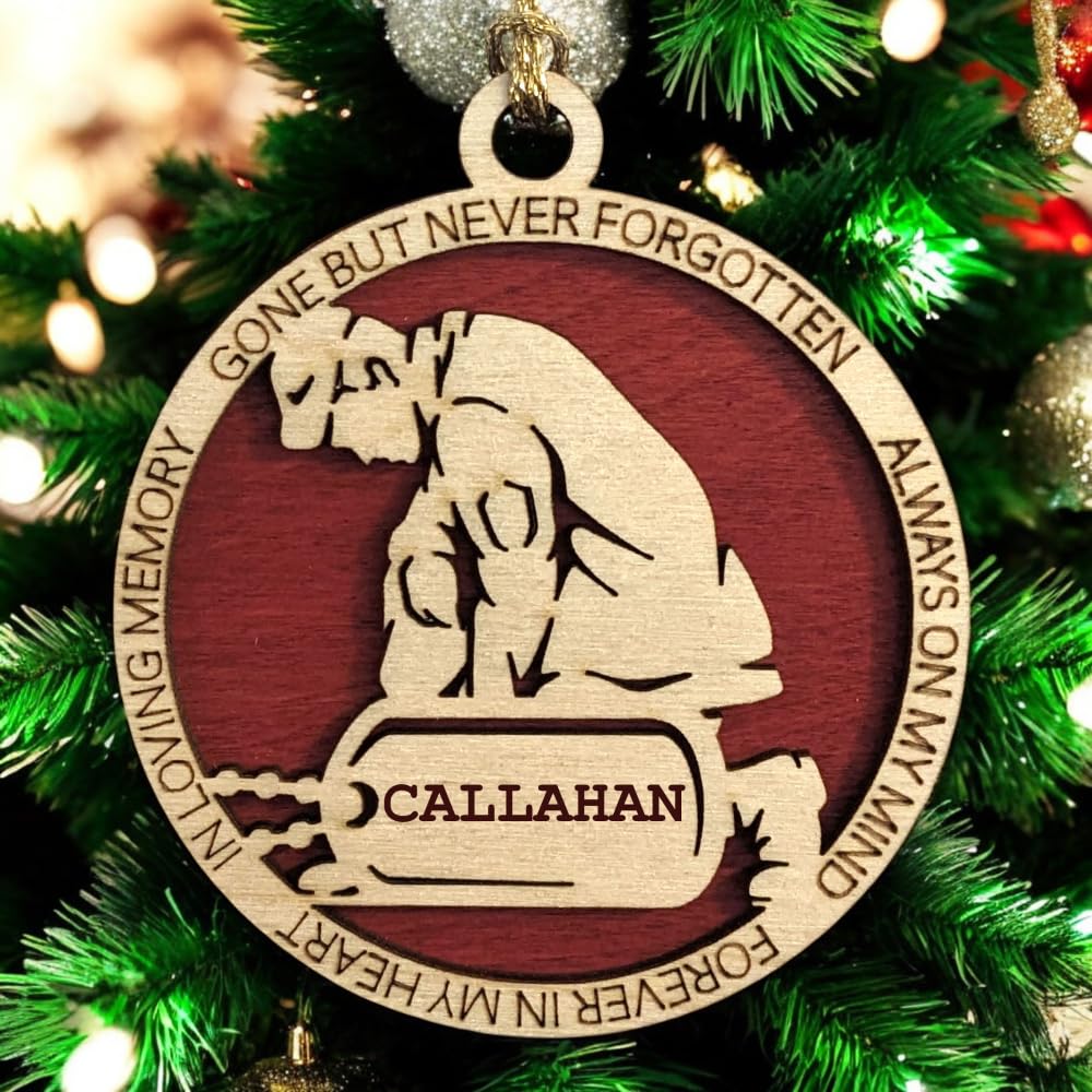3" Marines Inspired Memorial Ornament, Kneeling, Dog Tag
