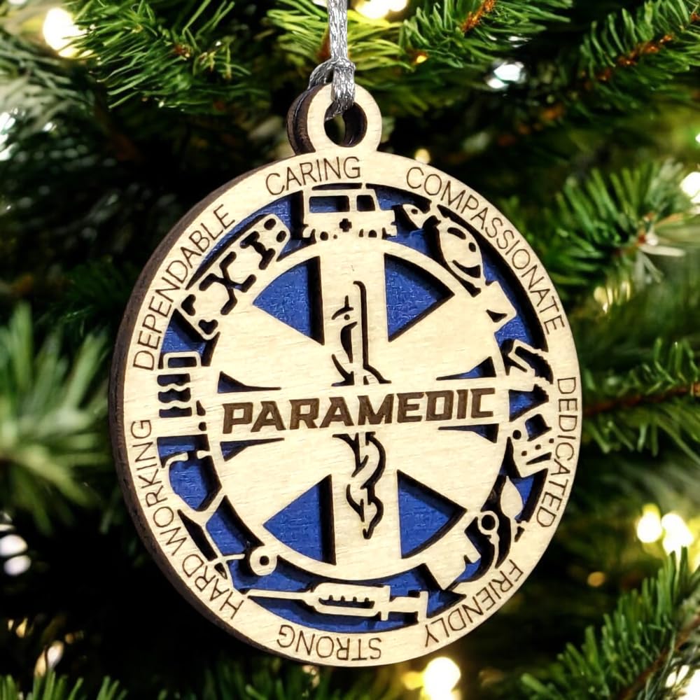 3" Paramedic Wood Ornament - Solid Backing