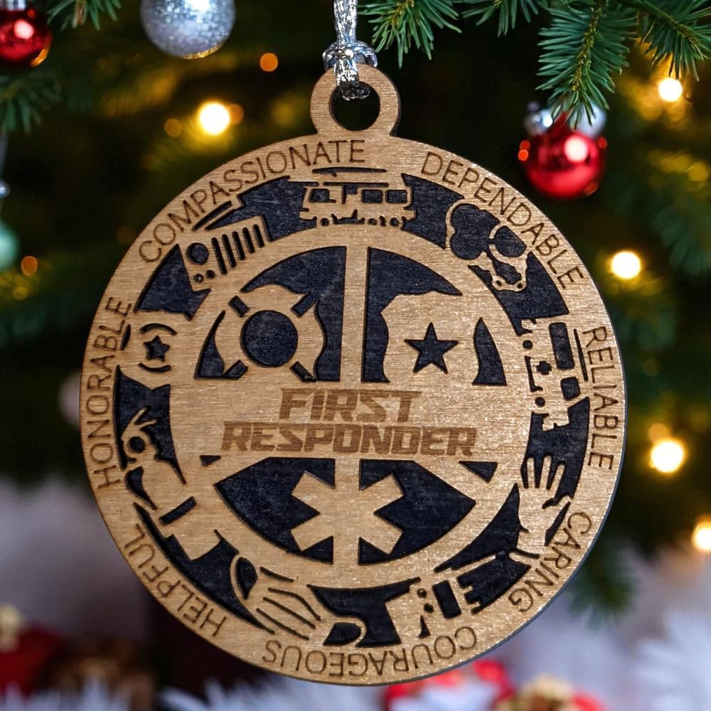 3" First Responder Wood Ornament - Solid Backing