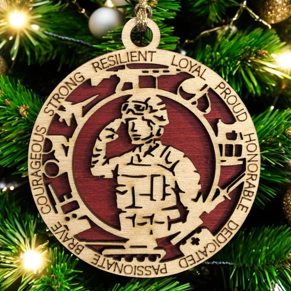 3" Marines Inspired Female Soldier Ornament, Field, Icons