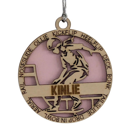 3" Custom Name Female Skateboarder Ornament