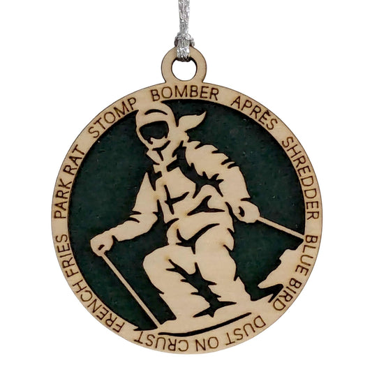 3" Female Skier Christmas Ornament