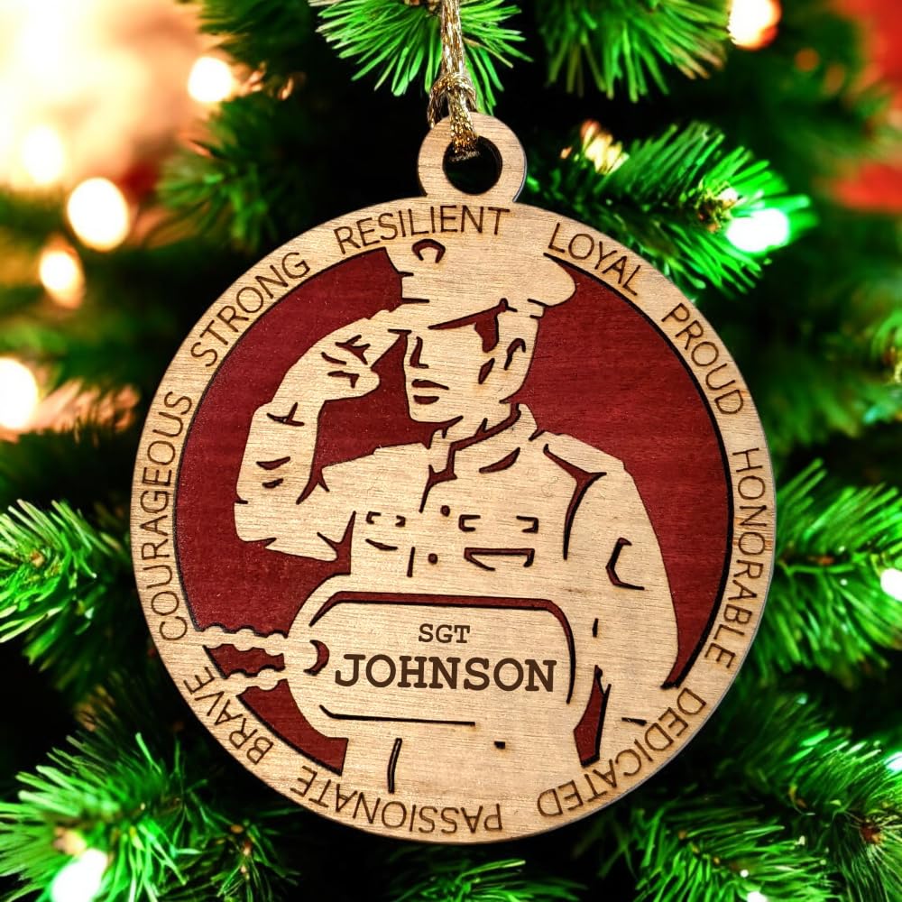 3" Marines Inspired Male Soldier Ornament, Formal, Dog Tag