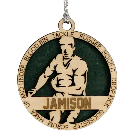 Personalized 3" Male Rugby Christmas Ornament