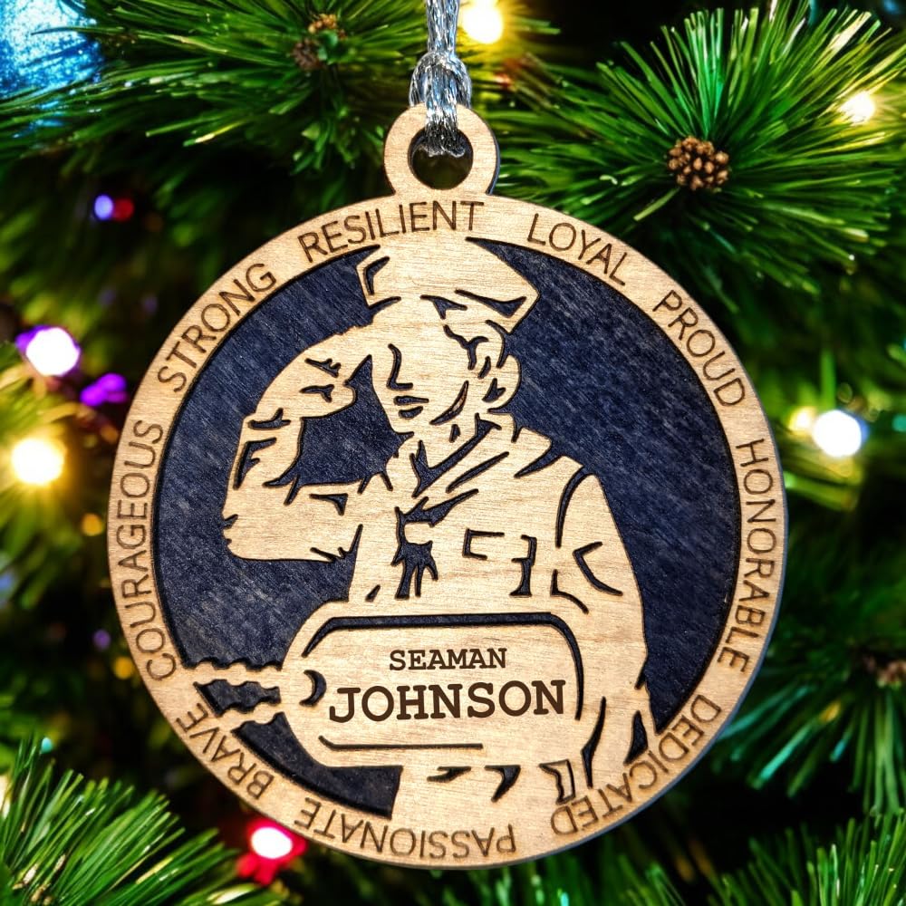 3" Navy Female Sailor Ornament, Field Uniform, Dog Tag