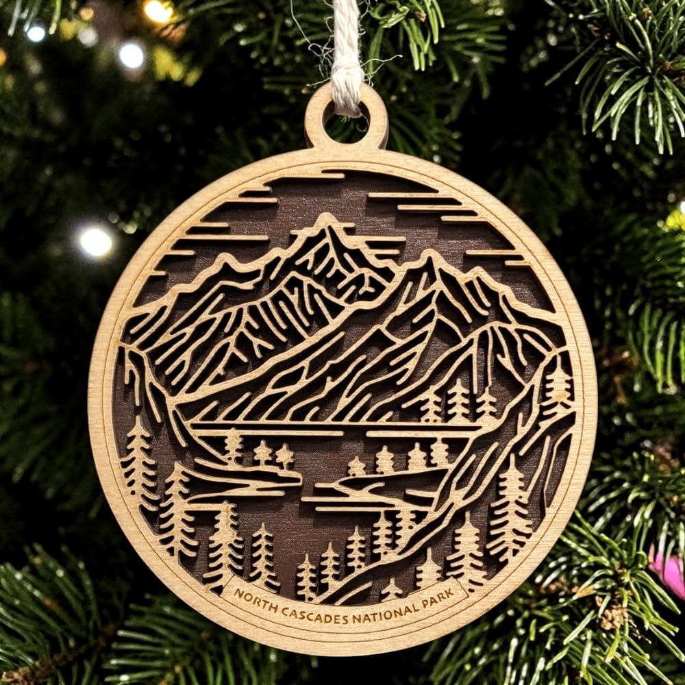 North Cascades National Park 3.5" Wood Christmas Ornament