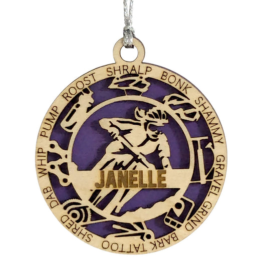 Custom 3" Female Mountain Biking Icons Ornament