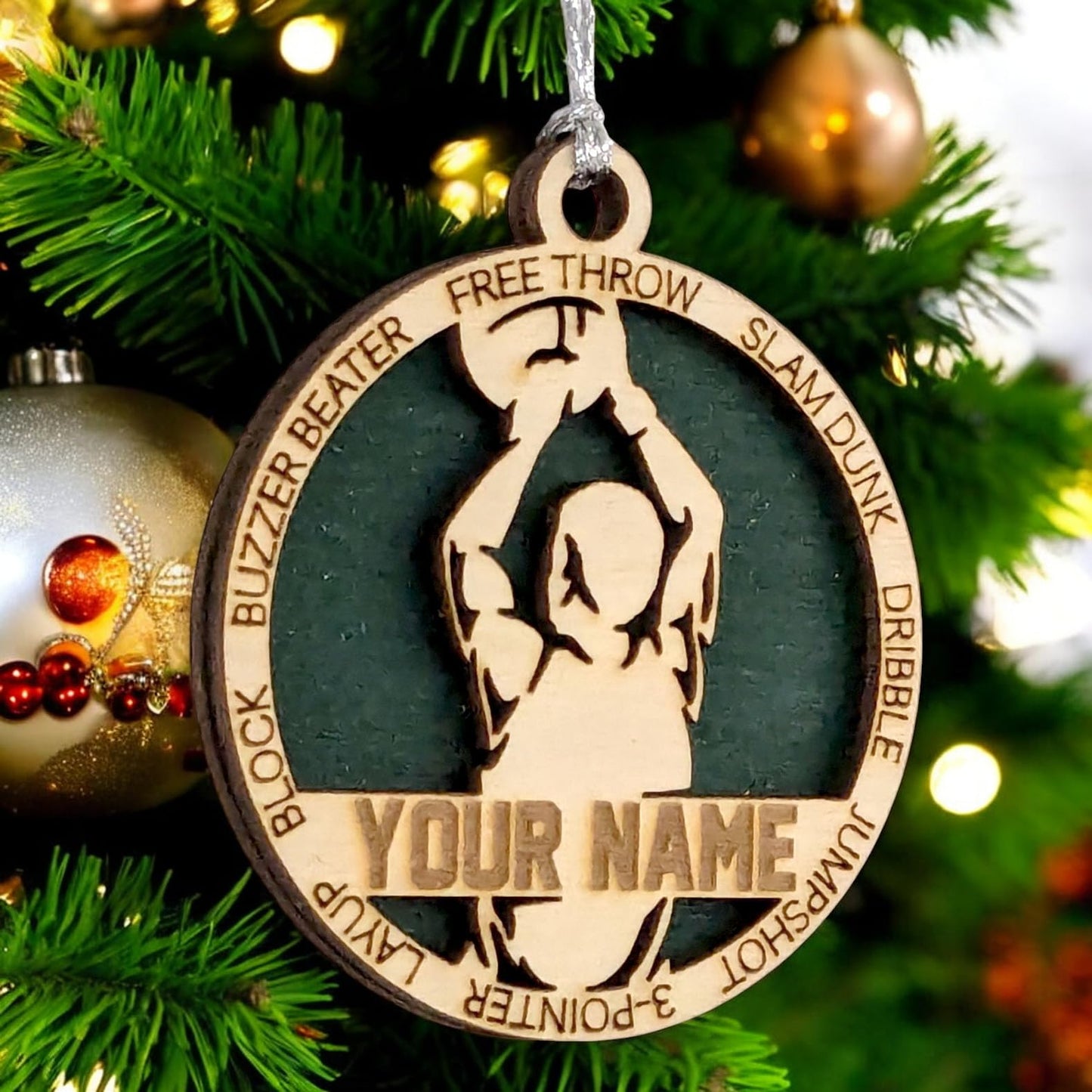 3" Custom Male Basketball Player Wood Ornament