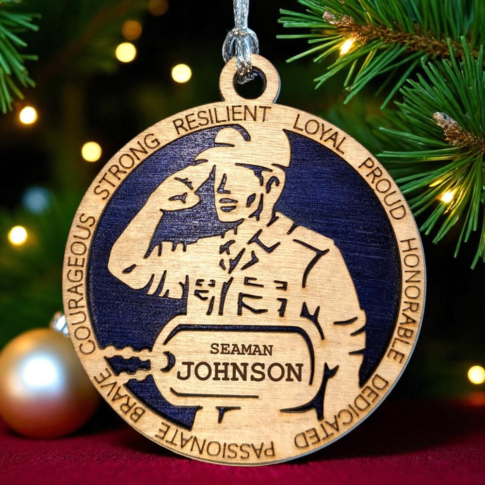 3" Coast Guard Male Sailor Ornament, Field Uniform, Dog Tag