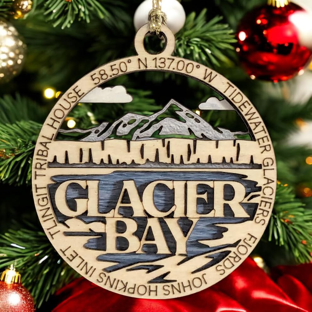 3" Glacier Bay National Park Ornament / Car Charm - USA Made