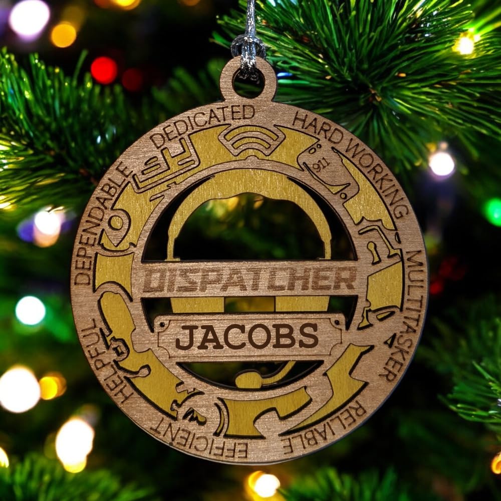 Personalized 3" 911 Dispatcher Wood Ornament - Cut Layer