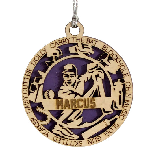 Custom 3" Male Cricket Batter Ornament / Car Charm