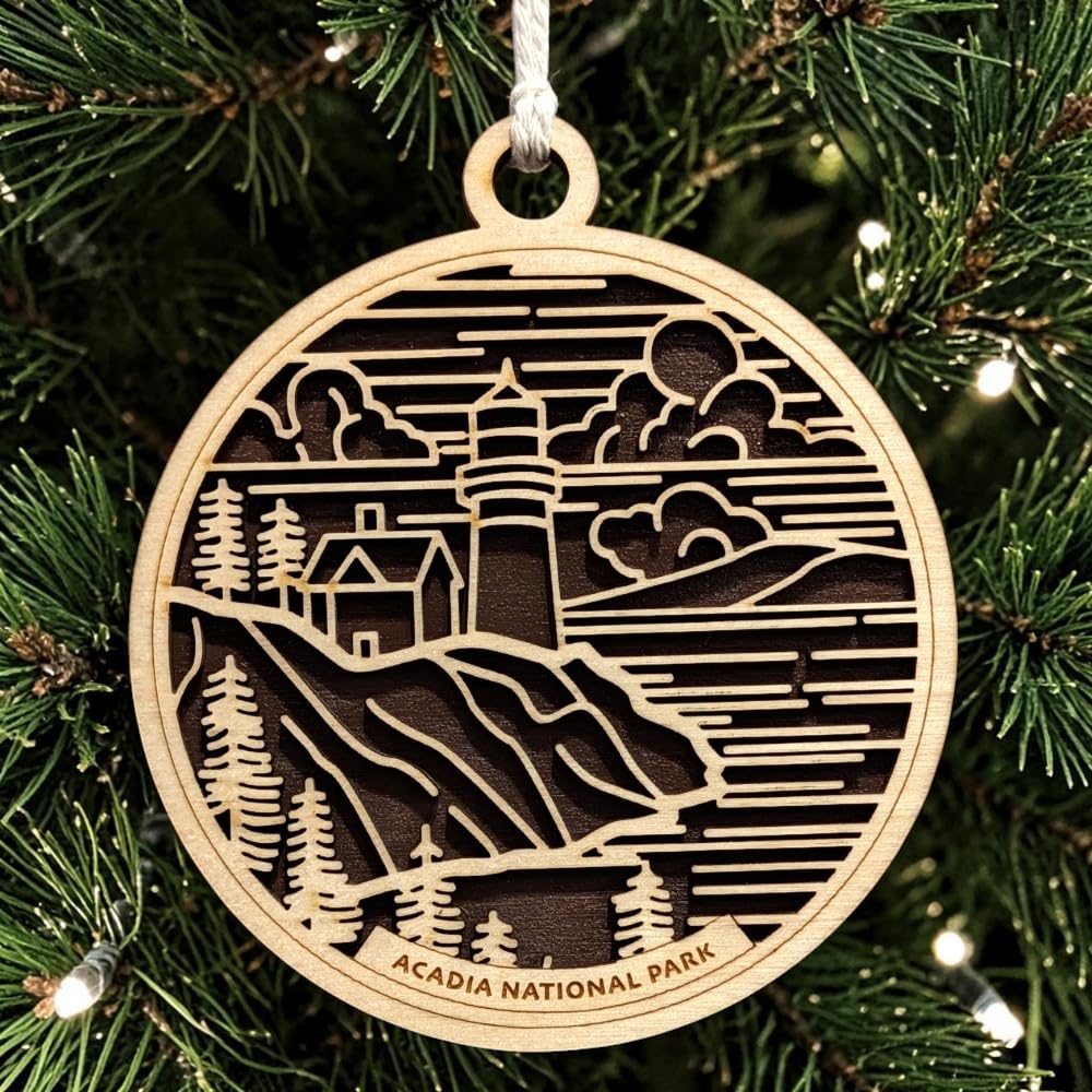 Acadia National Park 3.5" Wood Christmas Ornament / Car Charm