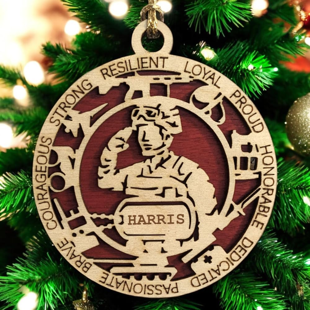 3" Marines Inspired Male Ornament, Field, Icons, Dog Tag