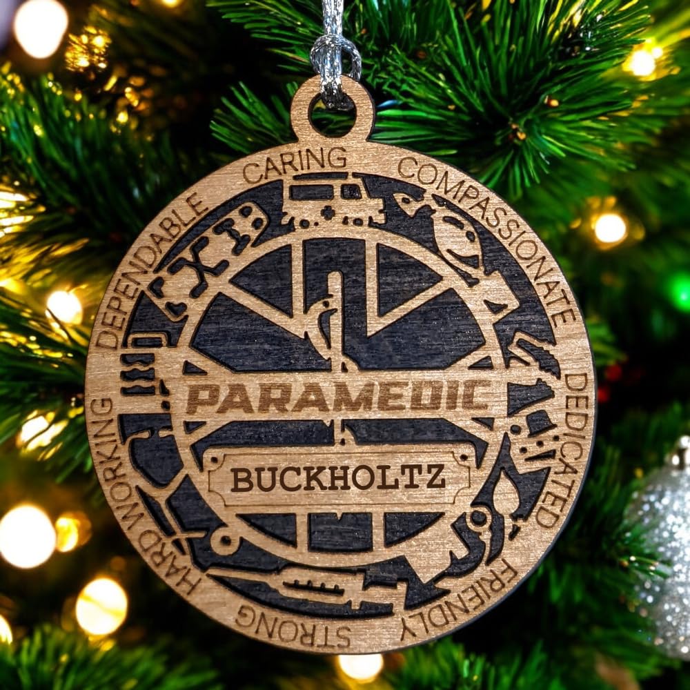 Personalized 3" Paramedic Wood Ornament - Solid Backing