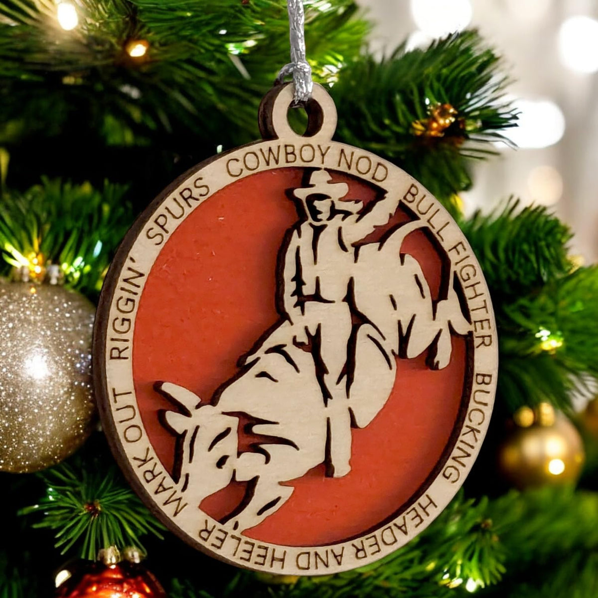 3" Female Bull Rider Wood Ornament
