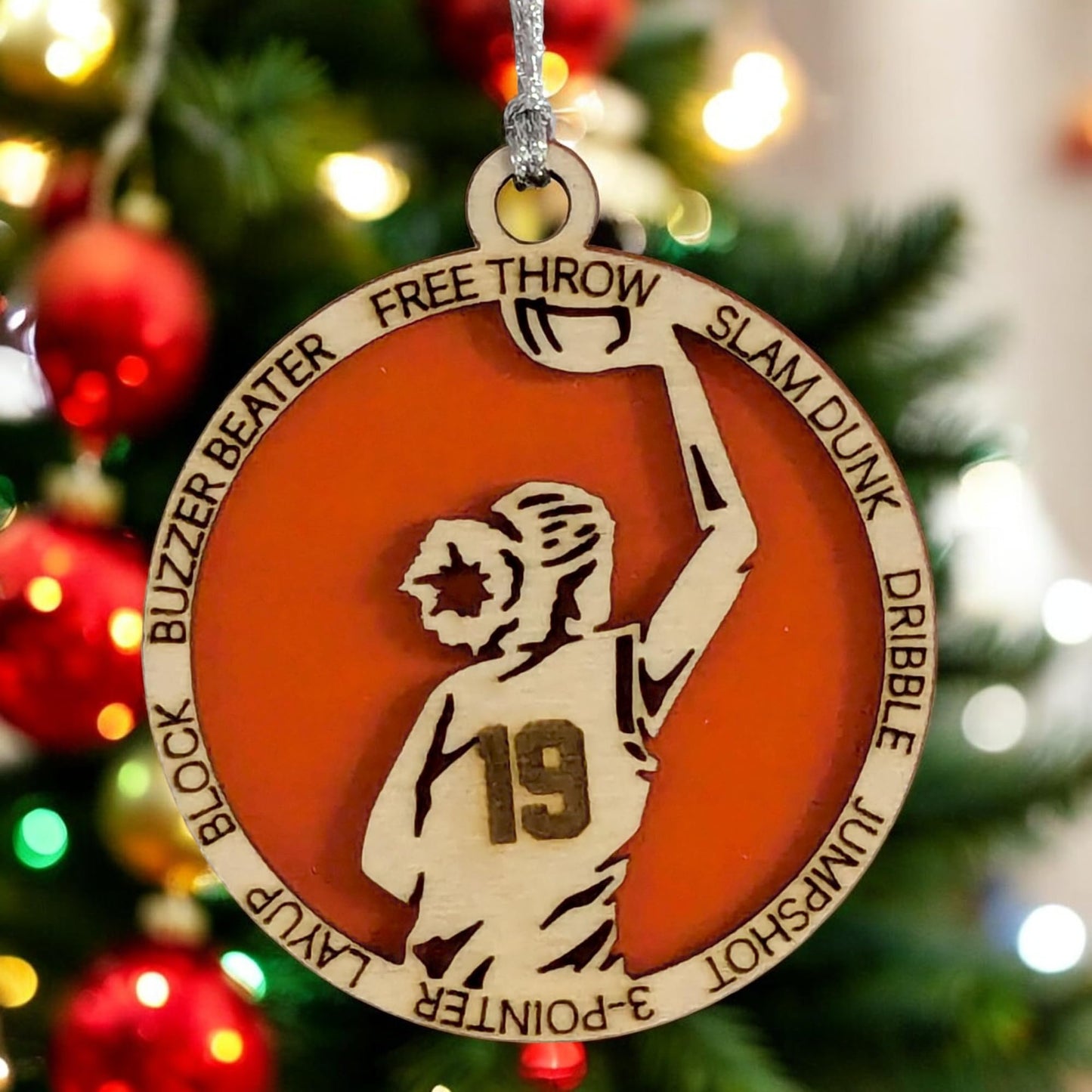3" Female Basketball Player Wood Ornament