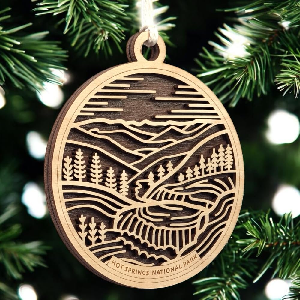 Hot Springs National Park 3.5" Wood Christmas Ornament