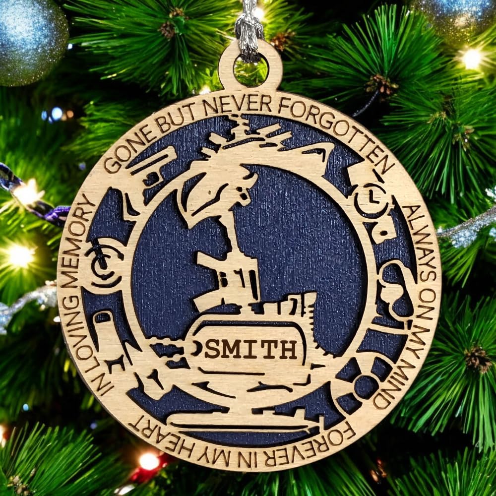 3" Navy Memorial Ornament, Cross, Icons, Dog Tag