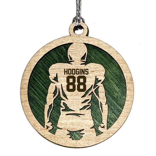 Personalized 3" Male Football Christmas Ornament