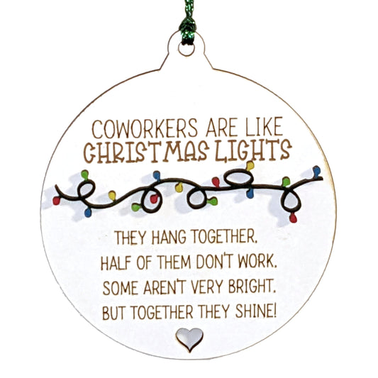Handmade 3.5" Funny Coworker Christmas Ornament - Wood