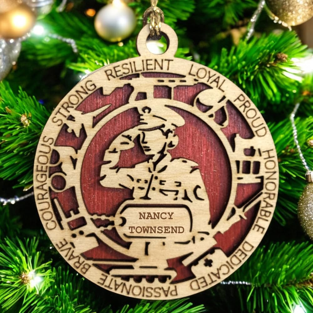 3" Marines Inspired Female Ornament, Formal, Icons, Dog Tag