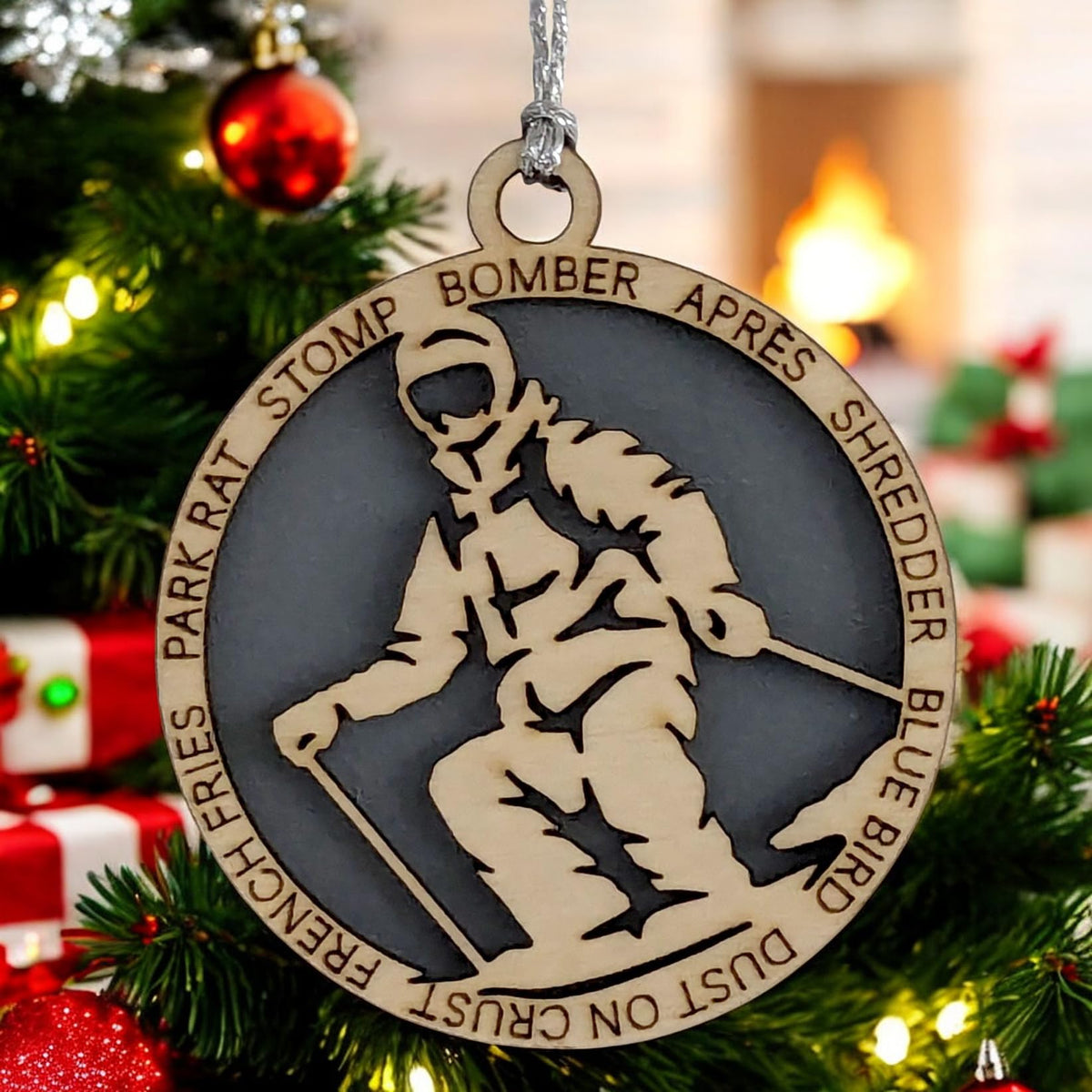 3" Male Skier Christmas Ornament