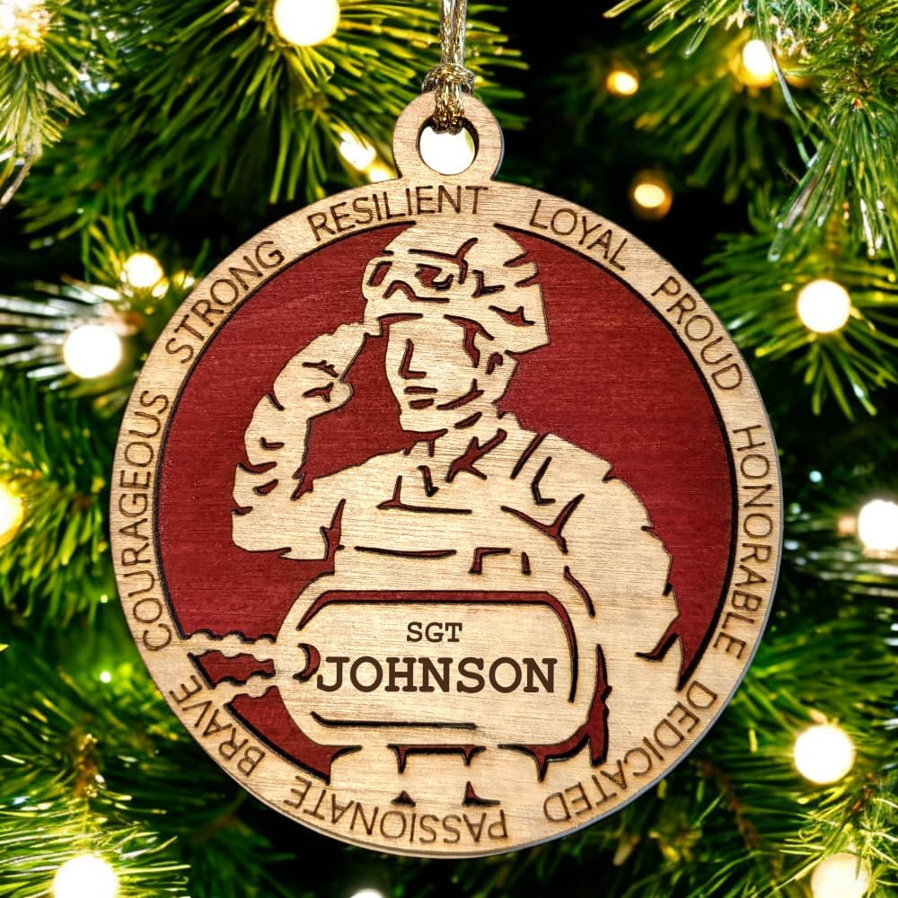 3" Marines Inspired Male Soldier Ornament, Field, Dog Tag
