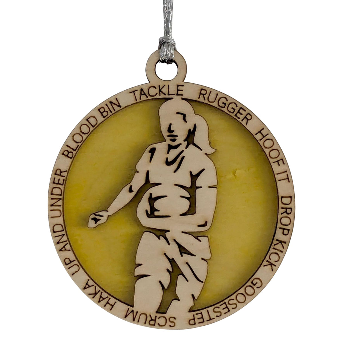 3" Female Rugby Christmas Ornament
