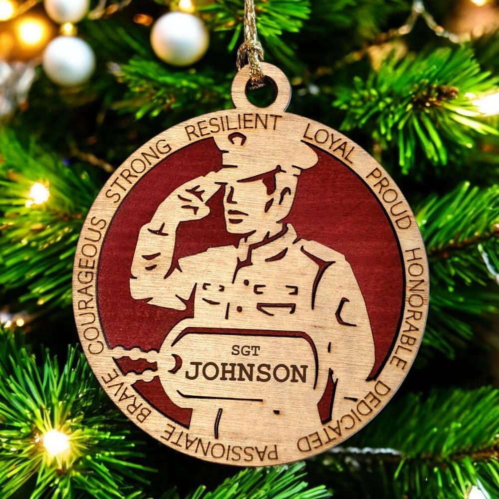 3" Marines Inspired Male Soldier Ornament, Formal, Dog Tag