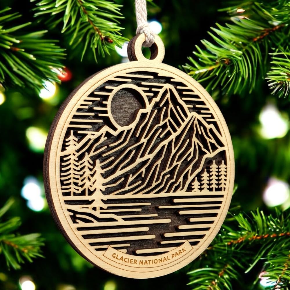 Glacier National Park 3.5" Wooden Ornament