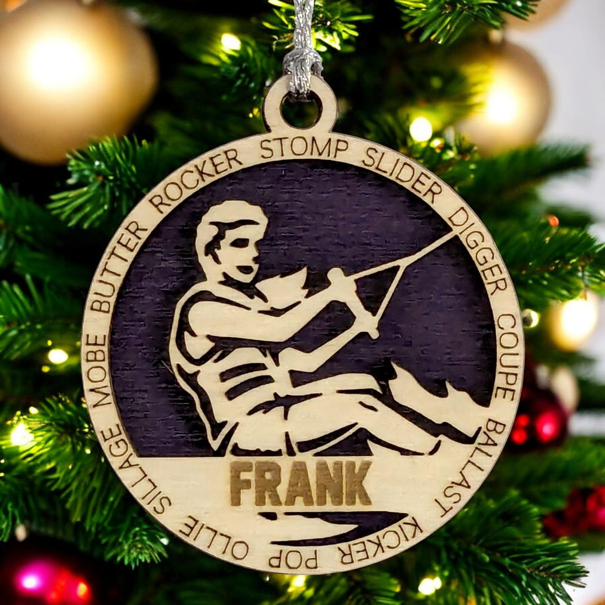Handmade 3" Custom Name Female Wakeboarding Ornament