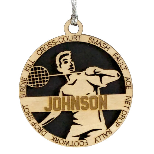 3" Personalized Male Badminton Christmas Ornament