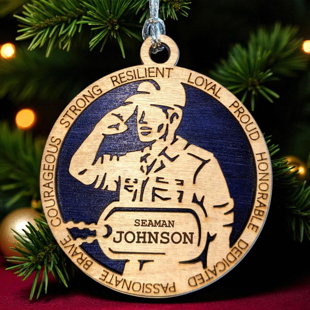 3" Coast Guard Male Sailor Ornament, Field Uniform, Dog Tag