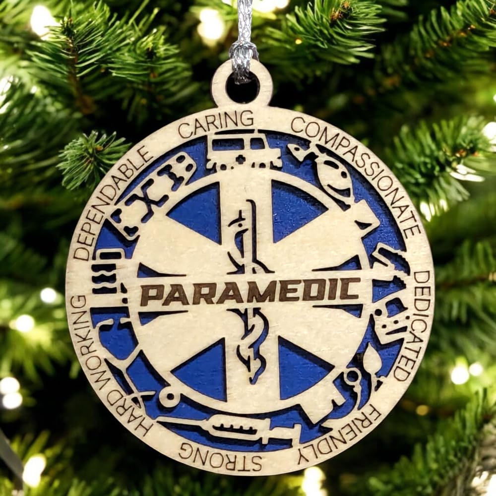 3" Paramedic Wood Ornament - Solid Backing