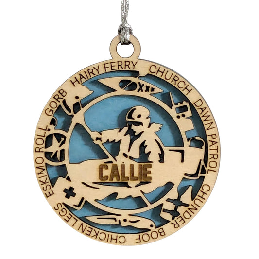 Custom 3" Female Kayaking Icons Ornament