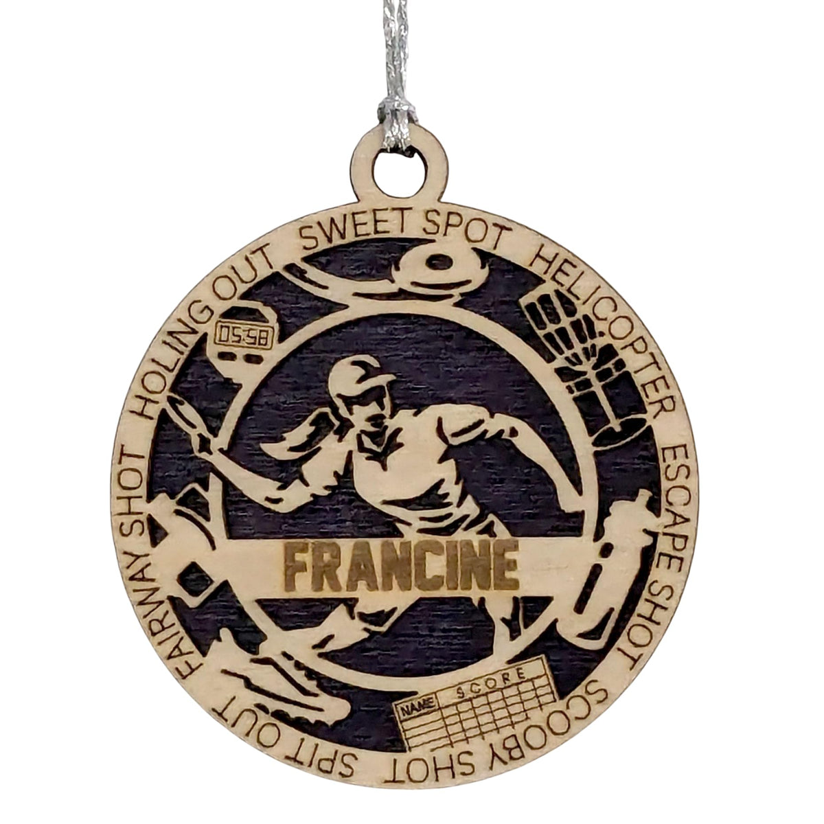 Custom 3" Female Right-Handed Disc Golf Ornament, Icons