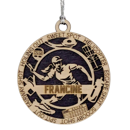 Custom 3" Female Right-Handed Disc Golf Ornament, Icons