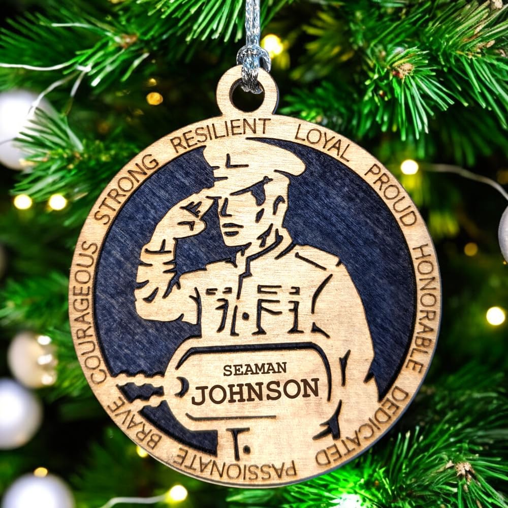 3" Navy Male Sailor Ornament, Formal Uniform, Dog Tag